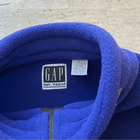 NWT Vintage Gap Fleece Quarter Zip Pullover Blue Black L - Picture 3 of 9